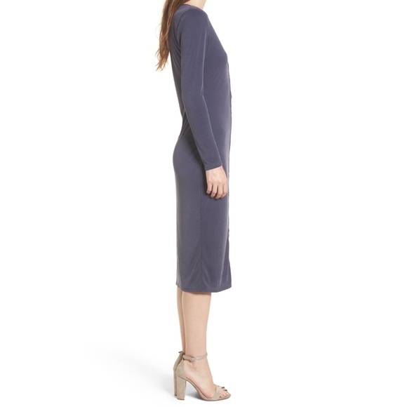 BP Navy Blue Henley front snap long sleeved dress - Picture 5 of 8